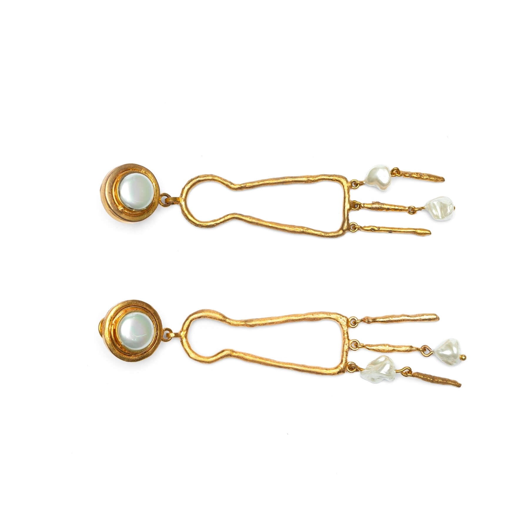 Pearl Keyhole Earrings