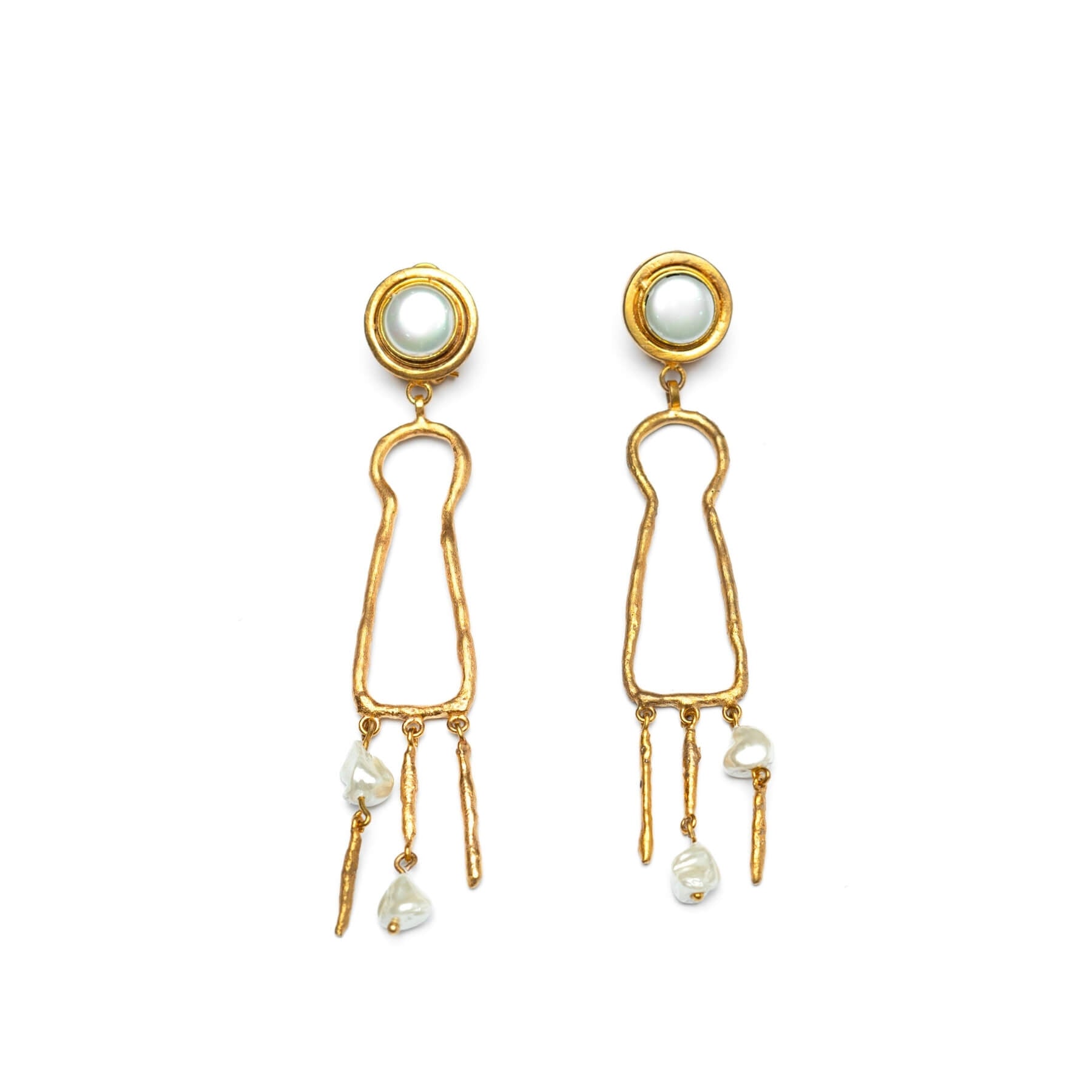 Pearl Keyhole Earrings